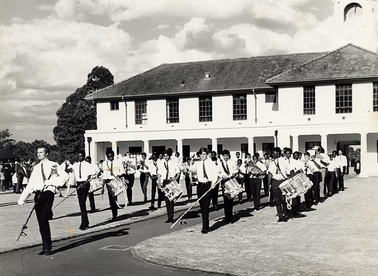 Nairobi School Band - Marching in the Quad on Speech Day 1970