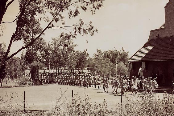 Prince of Wales School Band leading the Kenya Regiment - 1939