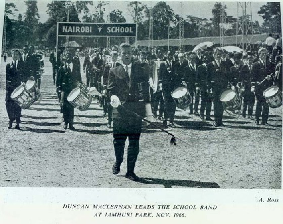 Nairobi School Band marching in Jamhuri Park - Nov 1966