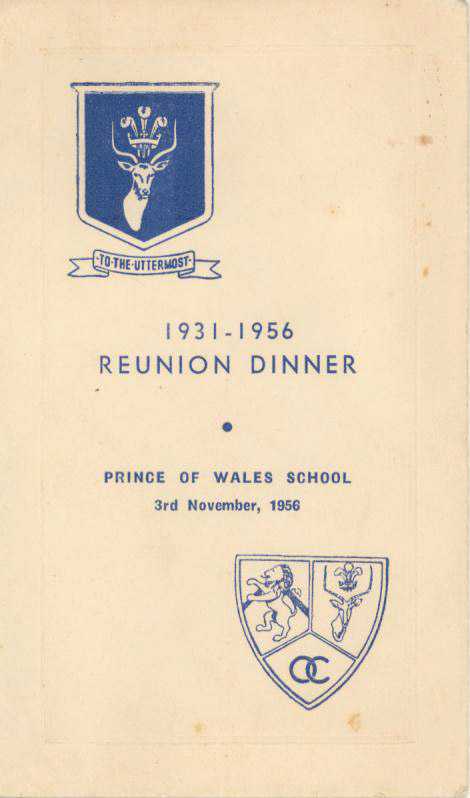 Prince of Wales School 25th Anniversary Dinner - Nov 1956
