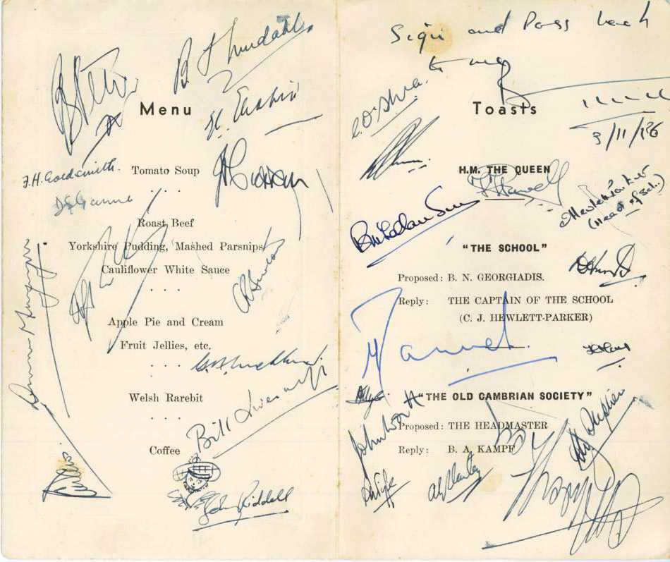 Prince of Wales School 25th Anniversary Dinner - Nov 1956