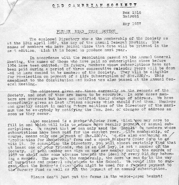 Old Cambrian Society Newsletter - May 1957