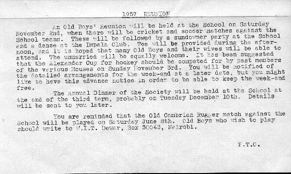 Old Cambrian Society Newsletter - May 1957