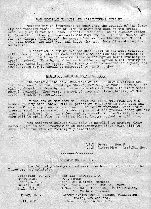 Old Cambrian Society Newsletter - May 1957