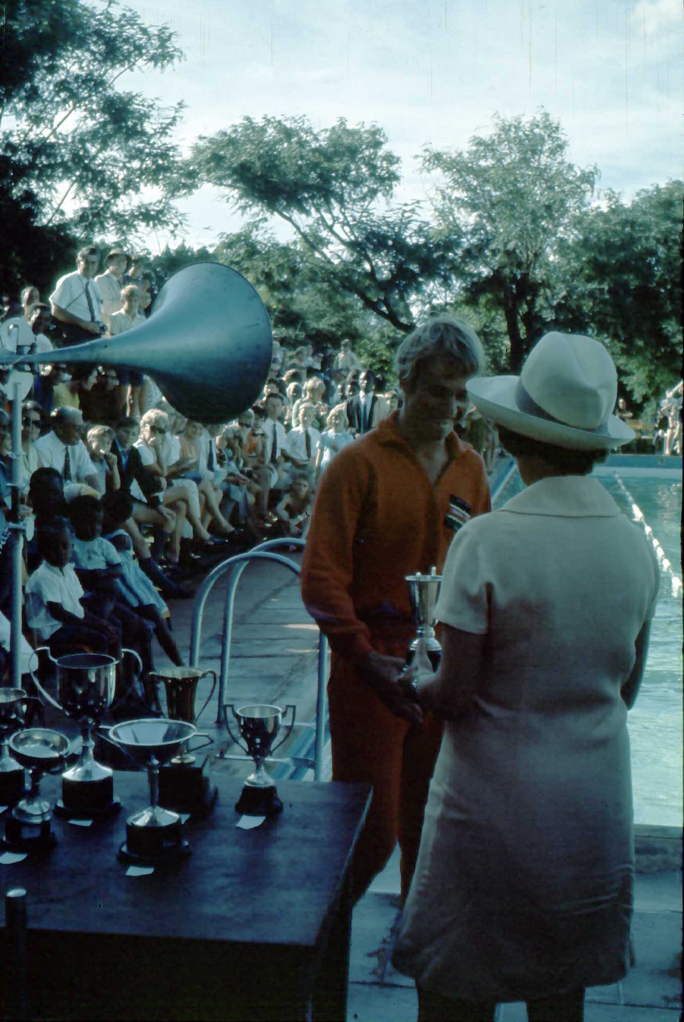 Swimming Gala - 1969 - presentation of a trophy to David Isherwood